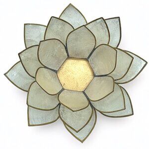 White lotus capiz shell tea light holder